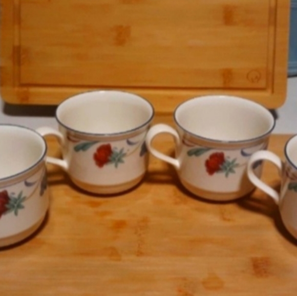 6 LENOX Poppies on Blue Teacups / CoffeeCups GUC - Picture 4 of 9
